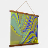 3D Abstract in Gold Yellow Blue Hangend Wandkleed (Gebogen)