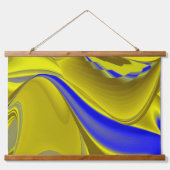 3D Abstract in Gold Yellow Blue Hangend Wandkleed (Voorkant)