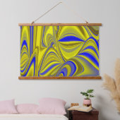 3D Abstract in Gold Yellow Blue Hangend Wandkleed (Slaapkamer)