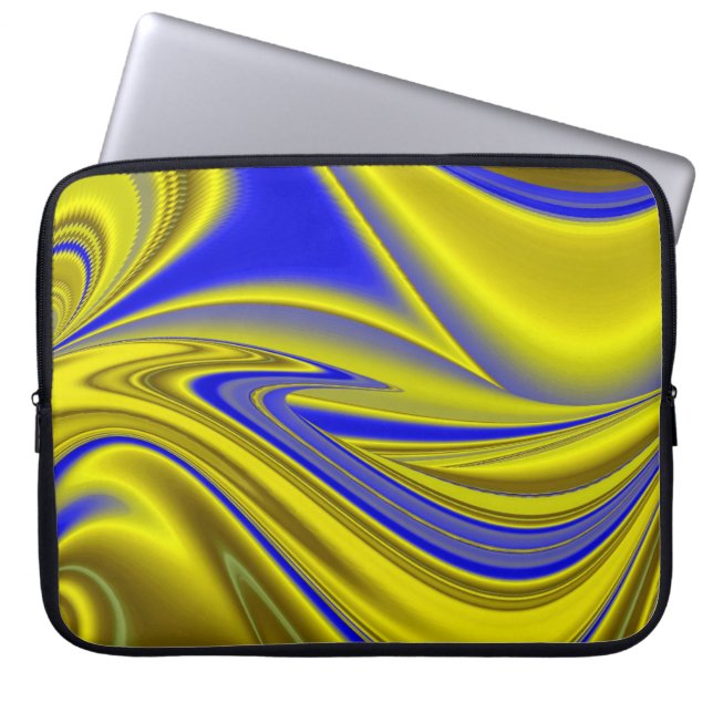 3D Abstract in Gold Yellow Blue Laptop Sleeve (Voorkant)