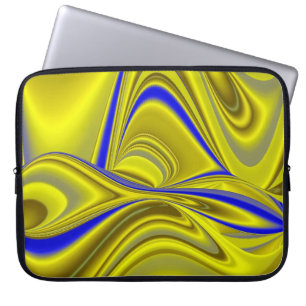 3D Abstract in Gold Yellow Blue Laptop Sleeve