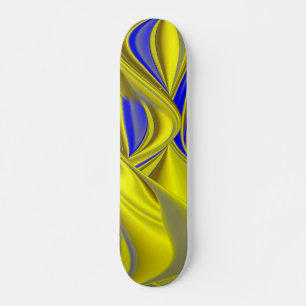3D Abstract in Gold Yellow Blue Persoonlijk Skateboard