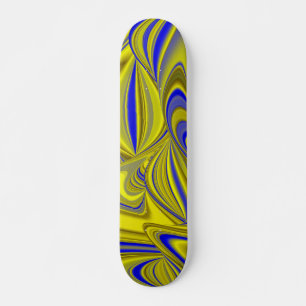 3D Abstract in Gold Yellow Blue Persoonlijk Skateboard