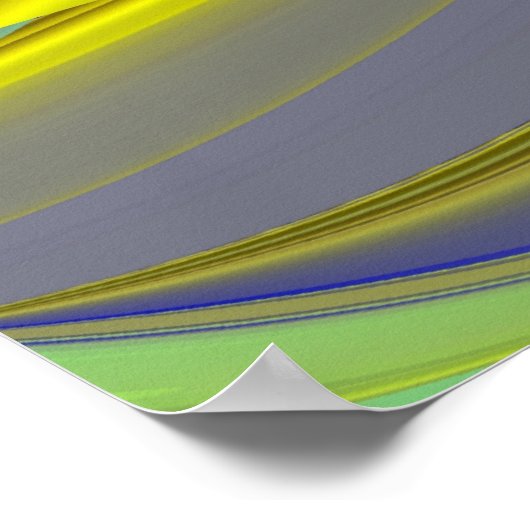 3D Abstract in Gold Yellow Blue Poster (Hoek)