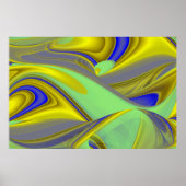 3D Abstract in Gold Yellow Blue Poster (Voorkant)