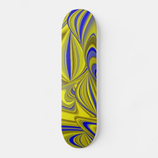 3D Abstract in Gold Yellow Blue Skateboard (Voorkant)