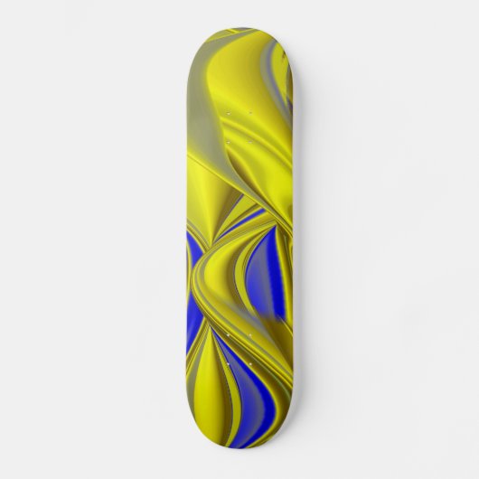 3D Abstract in Gold Yellow Blue Skateboard (Voorkant)