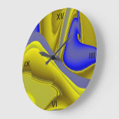 3D Abstract in Goud Geel Blauw Grote Klok (Hoek)