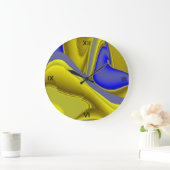 3D Abstract in Goud Geel Blauw Grote Klok (Huis)