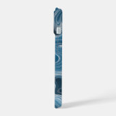 3D Abstracte Blauwe Witte Marmer Textuur iPhone 15 Case (Linkerkant)