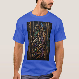 3D Abstracte Calligrafie met Kostbare Edelstenen T-shirt