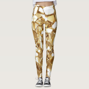3D abstracte kristalgouden textuur. Leggings