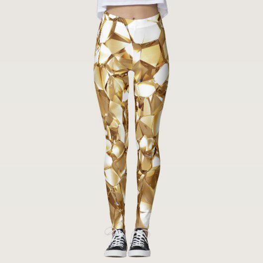 3D abstracte kristalgouden textuur. Leggings (Voorkant)