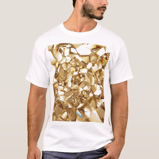 3D abstracte kristalgouden textuur. T-shirt (Voorkant)