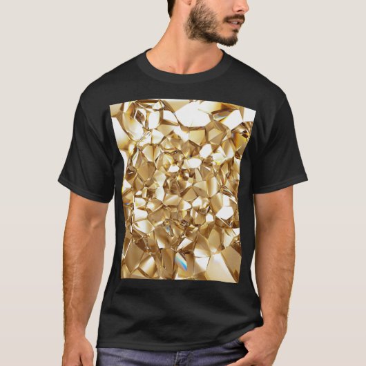 3D abstracte kristalgouden textuur. T-shirt (Voorkant)