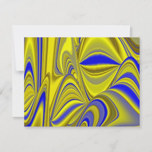 3D Abstracte Regenboogkunst in Goud Geel Blauw (Voorkant)