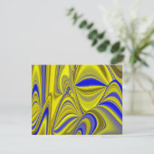 3D Abstracte Regenboogkunst in Goud Geel Blauw (Staand voorkant)