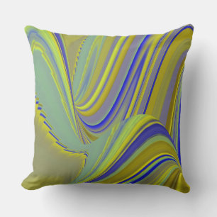 3D Abstracte Regenboogkunst in Goud Geel Blauw Buitenkussen