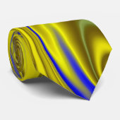 3D Abstracte Regenboogkunst in Goud Geel Blauw Stropdas (Opgerold)