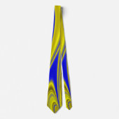 3D Abstracte Regenboogkunst in Goud Geel Blauw Stropdas (Voorkant)