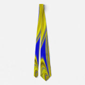 3D Abstracte Regenboogkunst in Goud Geel Blauw Stropdas (Achterkant)