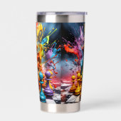 3D Abstracte Schaakstukken Spatten Geïsoleerde Drinkbeker (Links)