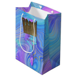 3D Abstracte vogelverfpenseel Medium Cadeauzakje