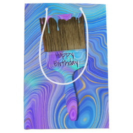 3D Abstracte vogelverfpenseel Medium Cadeauzakje