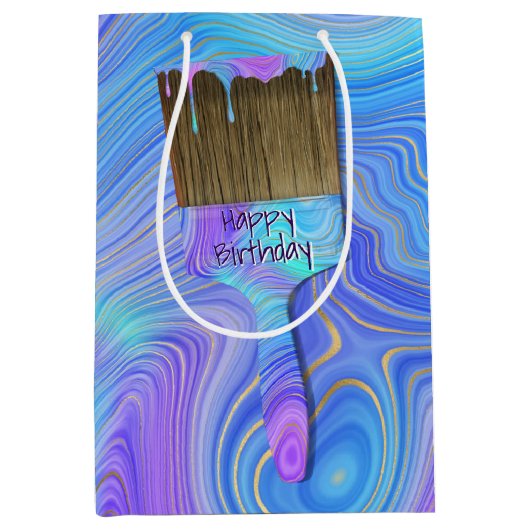 3D Abstracte vogelverfpenseel Medium Cadeauzakje (Voorkant)