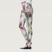 3D Adenium roze patroon op witte achtergrond Leggings (Links)