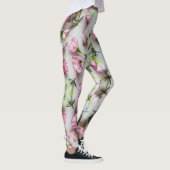 3D Adenium roze patroon op witte achtergrond Leggings (Rechts)