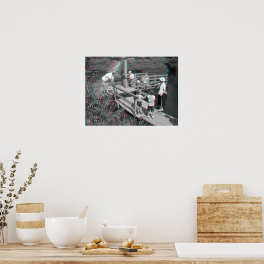 3D-Afbeelding. Hampton Lode Ferry, Shropshire, Eng Poster (Keuken)