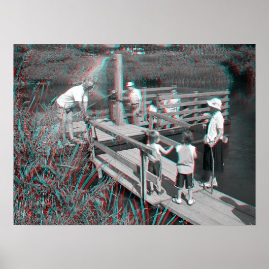 3D-Afbeelding. Hampton Lode Ferry, Shropshire, Eng Poster (Voorkant)