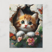 3D-afbeelding van een schattig klein kitten dat na Briefkaart (Voorkant)