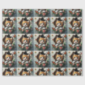 3D-afbeelding van een schattig klein kitten dat na Cadeaupapier (Vlak)
