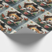 3D-afbeelding van een schattig klein kitten dat na Cadeaupapier (Hoek)