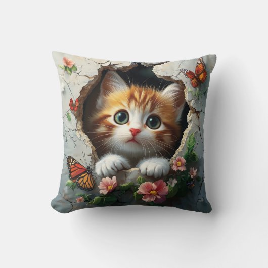 3D-afbeelding van een schattig klein kitten dat na Kussen (Voorkant)