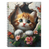 3D-afbeelding van een schattig klein kitten dat na Notitieboek (Voorkant)