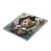 3D-afbeelding van een schattig klein kitten dat na Tegeltje (Zijkant)