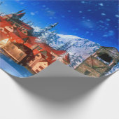 3d afbeelding van het kleine alpine dorp bij zonso cadeaupapier (Hoek)