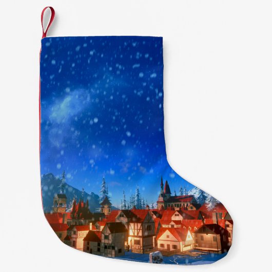 3d afbeelding van het kleine alpine dorp bij zonso kerstsok (Voorkant)