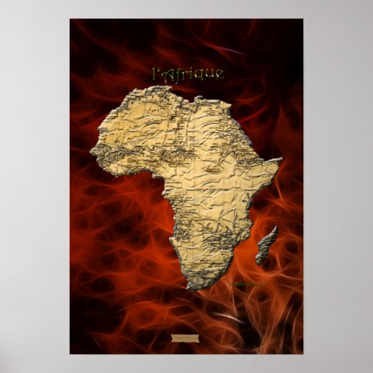 3D AFRICAN MAP Red Fractal Art Poster (Voorkant)