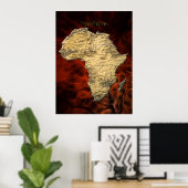 3D AFRICAN MAP Red Fractal Art Poster (groter) (Thuiskantoor)