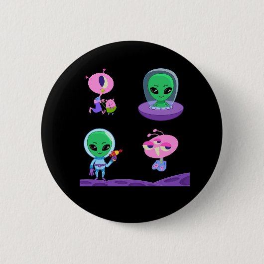 3D Alien Character Design Ronde Button 5,7 Cm (Voorkant)