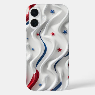 3D Amerikaanse vlag ontwerp iPhone 16 Hoesje