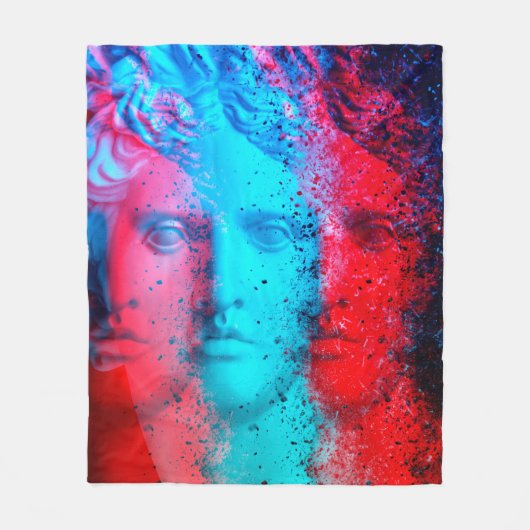 3d anaglyph effect. Covid-mutanten. David Apollo.  Fleece Deken (Voorkant)