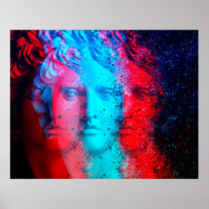 3d anaglyph effect. Covid-mutanten. David Apollo.  Poster