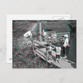 3D Anaglyph - Hampton Lode Ferry, Shropshire, Vere Briefkaart (Voorkant / Achterkant)