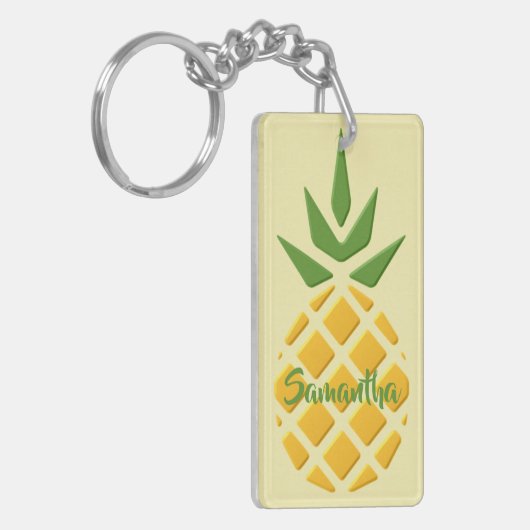3D anananas- en ananaseppatroon Sleutelhanger (Voorkant Links)