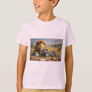 3D-Animatie Leeuw Eet Zebra – Wilde Savannah-Scene T-shirt